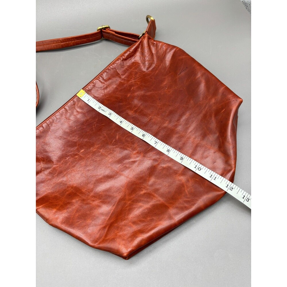 JLP Melbourne Genuine Leather Hobo Shoulder Bag Cognac Brown Slouchy Large Zip - Picture 4 of 8
